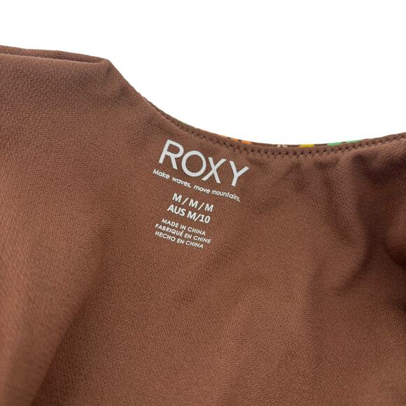 NEW Roxy All About Sol One Piece Swimsuit M Floral Plunge V Neck Hippie Retro - Picture 8 of 9